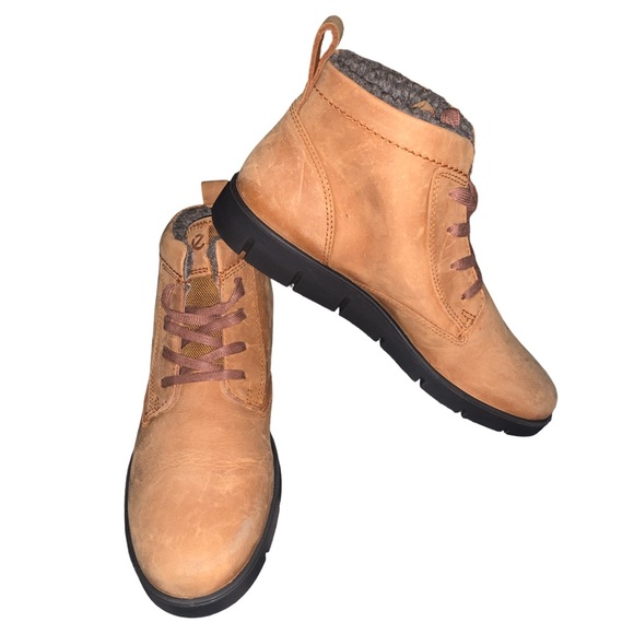Ecco Shoes - Ecco Bella Brown Hydromax Ankle Boots Sherpa Lined Lace Up Booties Shoes Size 8